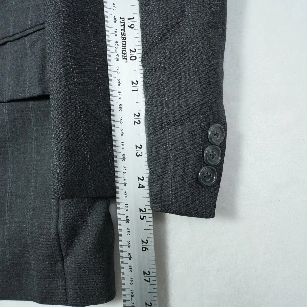 Vtg Burberrys Mens Charcoal Pinstripe Double Breasted Wool Suit Saks 5th 33x30